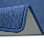 Detailansicht: Dunkelblauer Karat Teppichläufer London mit Schlingenflor und gekettelten Rand.