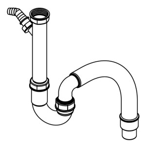 Pyramis Siphon mit flexiblem Abgang und Geschirrspüleranschluss für Spüle.
