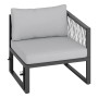 Lounge-Ecksessel Willa, Teil des 4-tlg. Gartenmöbel Sets, Aluminium Anthrazit mit grauen Kissen.
