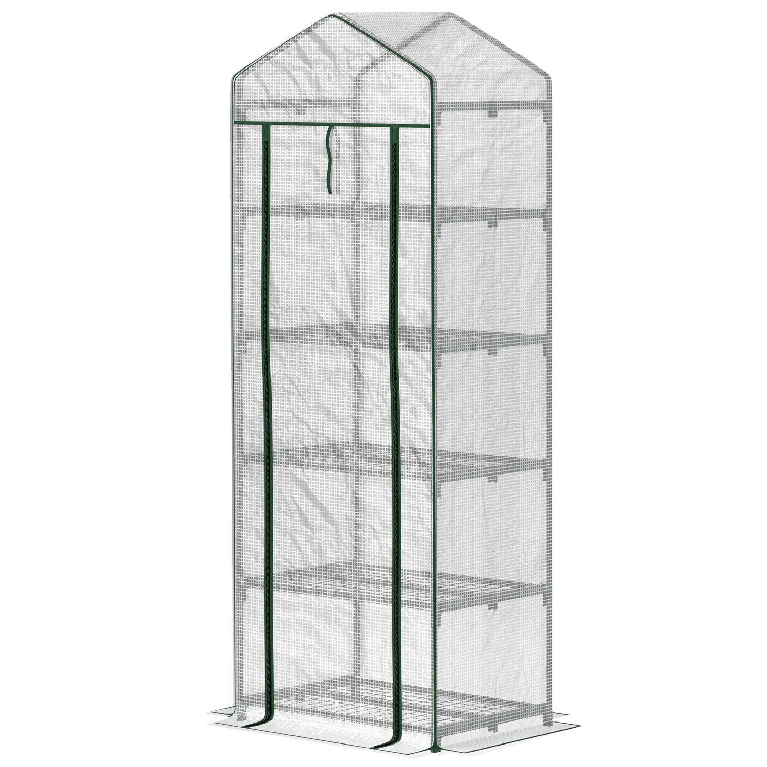 Image of Furnicato Mini Gewächshaus Blumen Gemüse 69x49x193 Cm Weiß Stahl Kunststoff