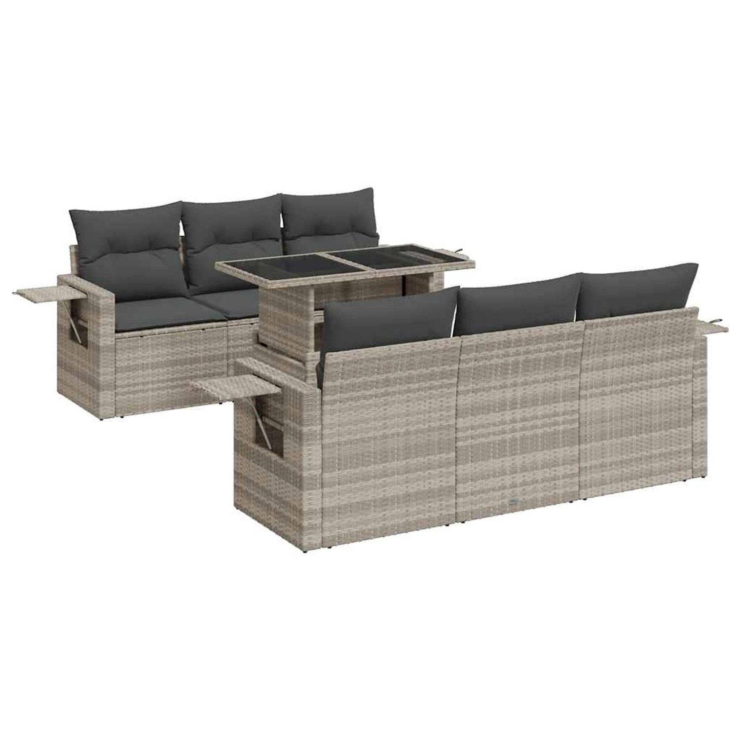 vidaXL 7-Tlg Garten-Sofagarnitur mit Kissen Hellgrau Poly Rattan 3326423 günstig online kaufen