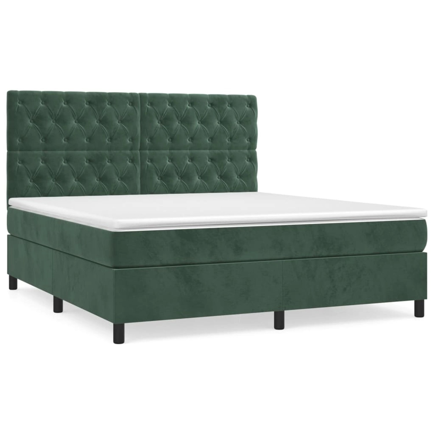 vidaXL Boxspringbett mit Matratze Dunkelgrün 160x200 cm Samt 3143214 günstig online kaufen