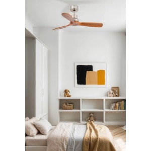 Energiespar Deckenventilator Mini Lantau Nickel/Walnuss (107cm) im Kinderzimmer.