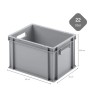 Graue Eurobox, 22 Liter, mit offenem Griff. Ideal als Transport- und Stapelbehälter.