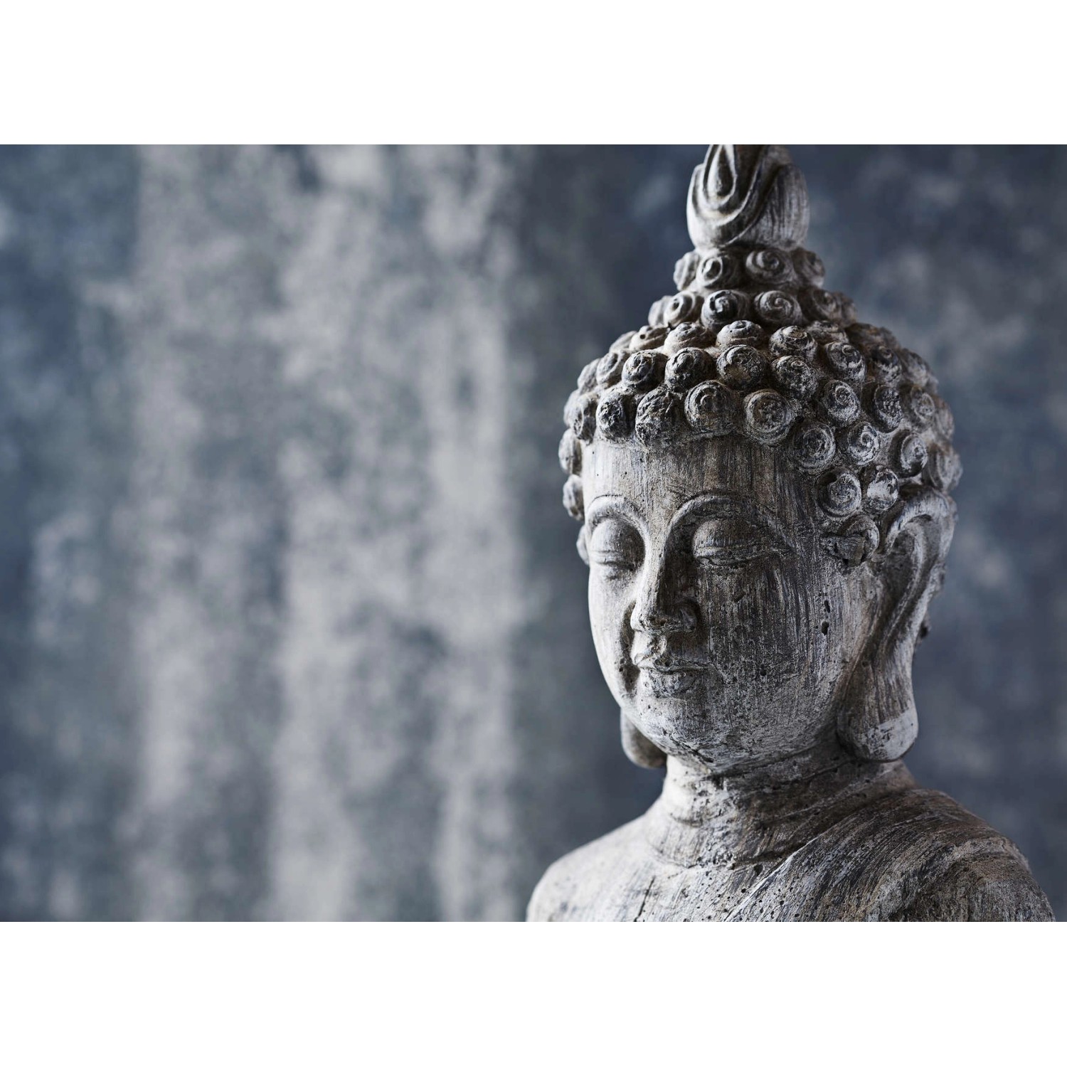 Fototapete Buddha Statue Asiatisch Blau Grau 3,50 m x 2,55 m FSC®