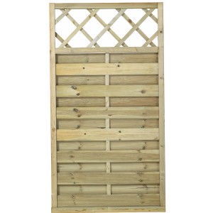 Druckimprägnierter Sichtschutzzaun Bergen aus Nadelholz mit Gitter, 90x165cm.