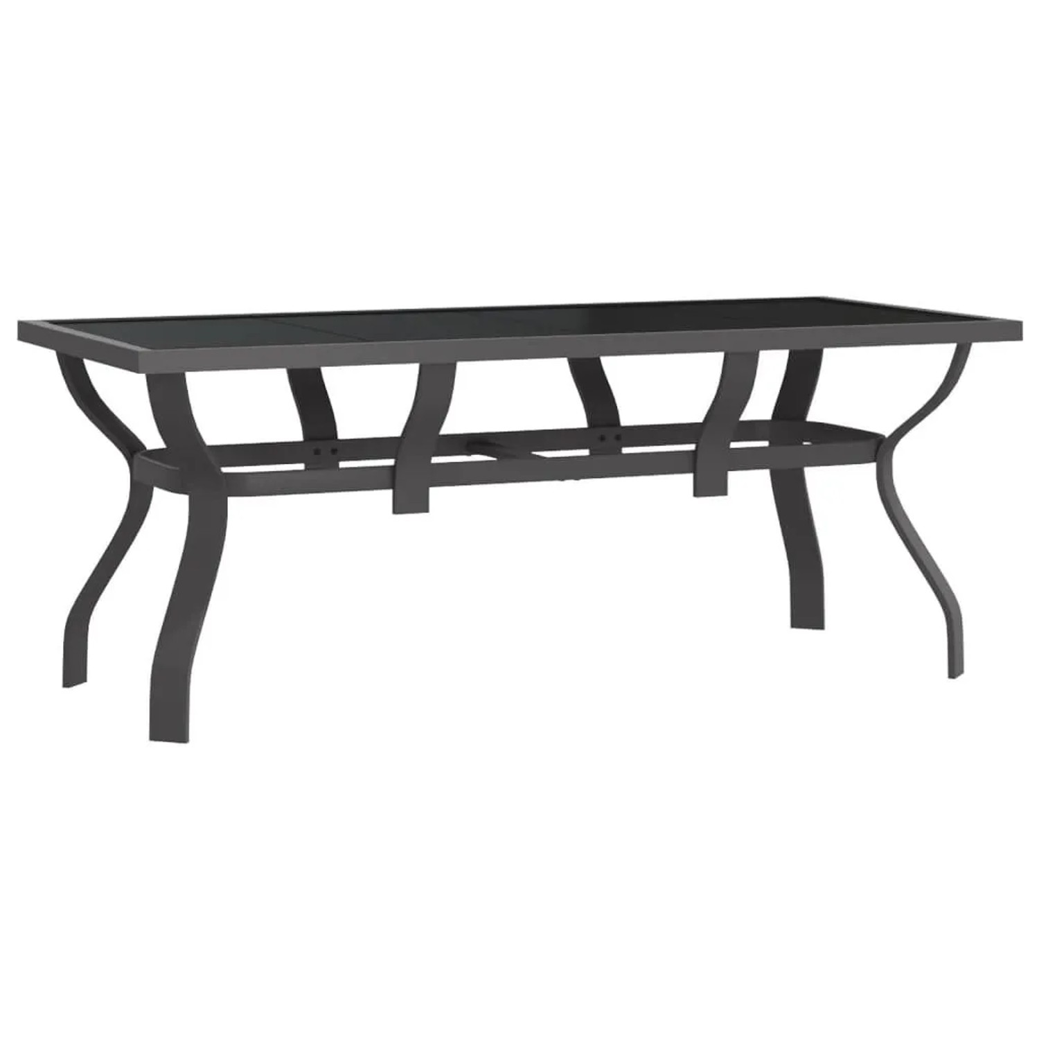 Furnicato Gartentisch Hartglas Stahl Grau Schwarz 180x80x70 Cm