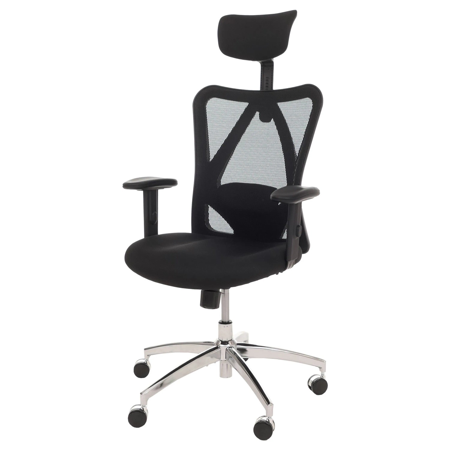 MCW Bürostuhl O64 Ergonomisch Verstellbare Lordosenstütze Armlehne Schwarz