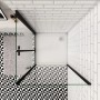 Eckdusche mit Falttür und Seitenwand, 120x70 cm, Schwarz, teilsatiniert, mit Stabilisator.