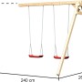 Karibu Kinderspielturm Lotti mit Doppelschaukelanbau aus Holz, rot/natur.