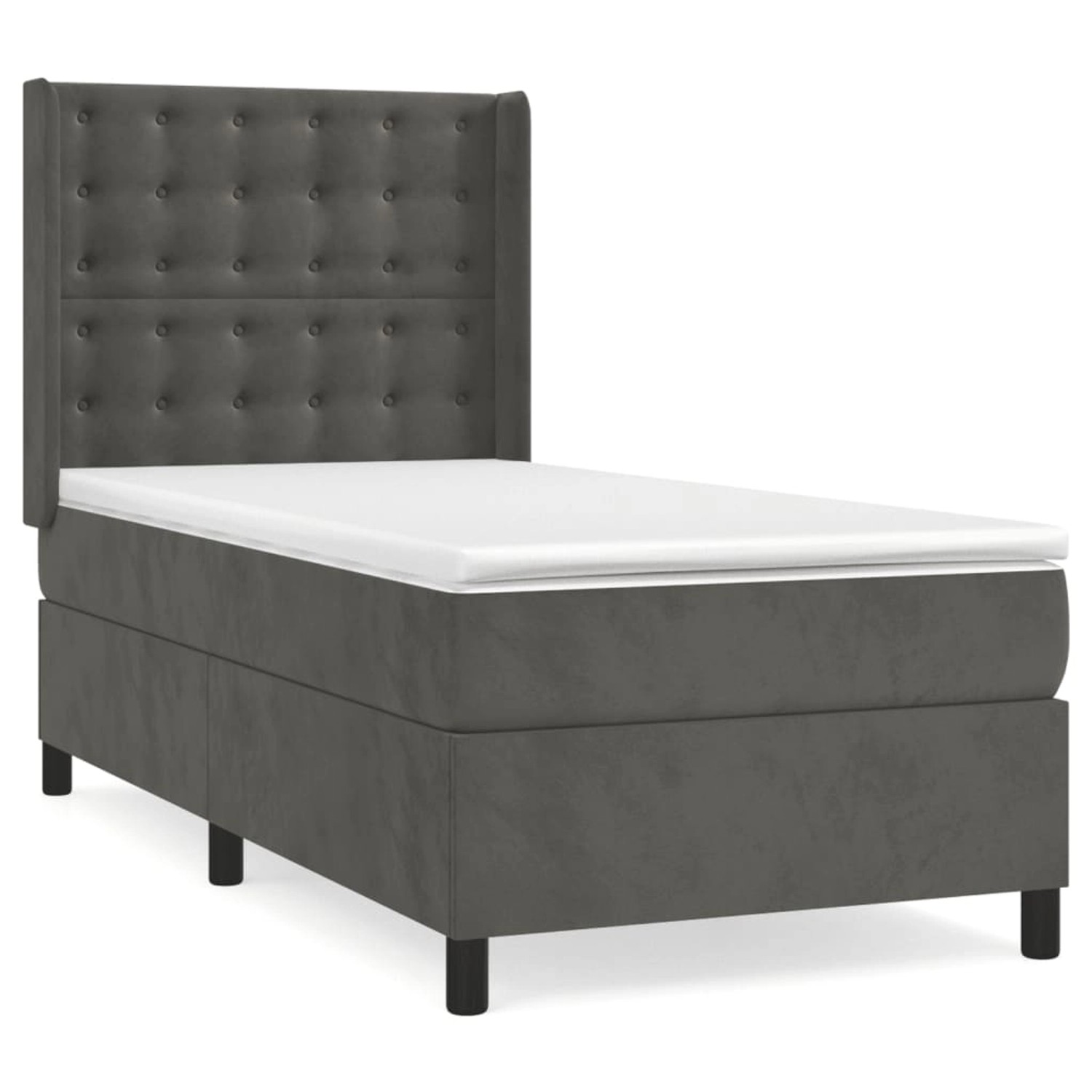 vidaXL Boxspringbett mit Matratze Dunkelgrau 90x200 cm Samt1378761 günstig online kaufen