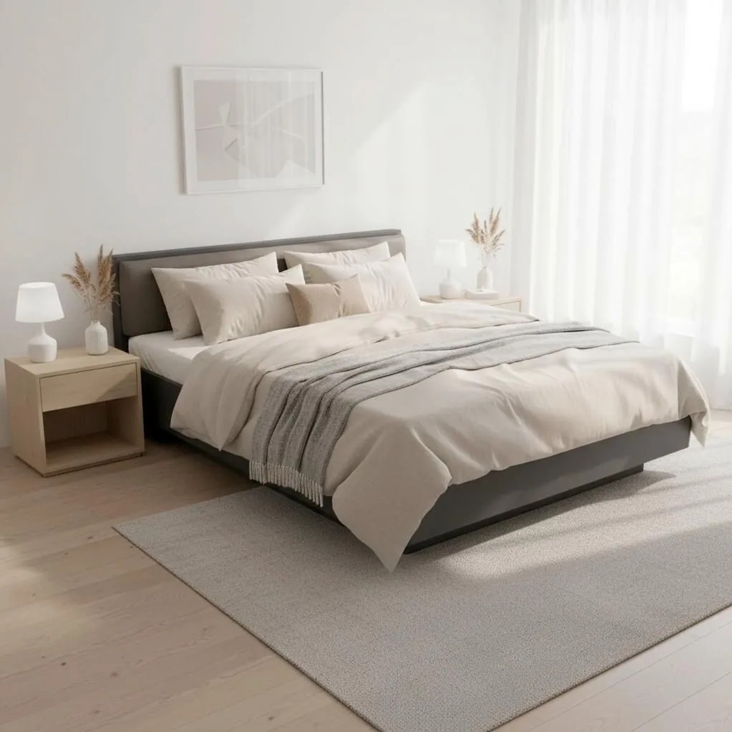Bessagi Home Bett Mariello Anthrazit /Hellbraun ca.180x200 cm