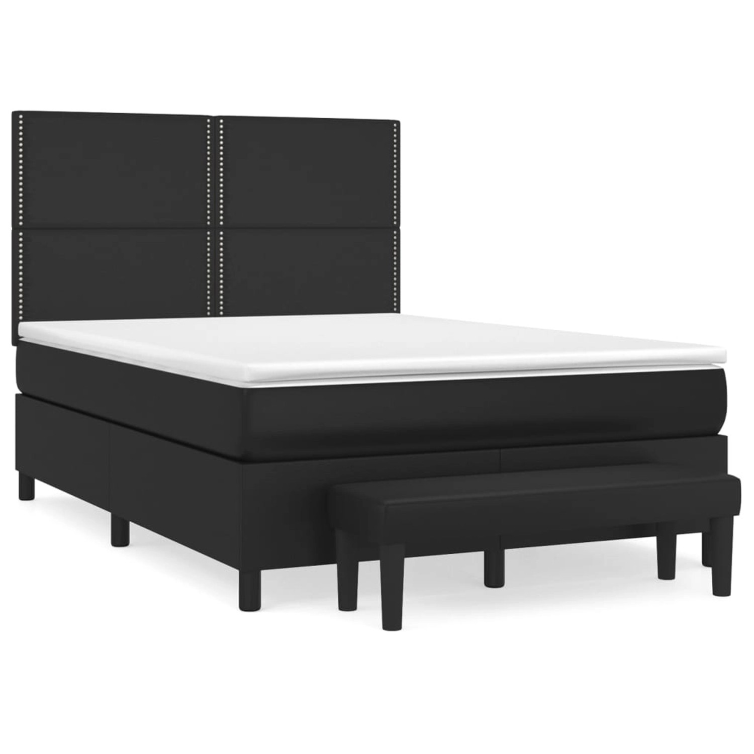 vidaXL Boxspringbett mit Matratze Schwarz 140x200 cm Kunstleder 3137605 günstig online kaufen
