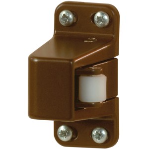 Brauner Weka Sauna-Rollverschluss für Holztüren, Detailansicht.