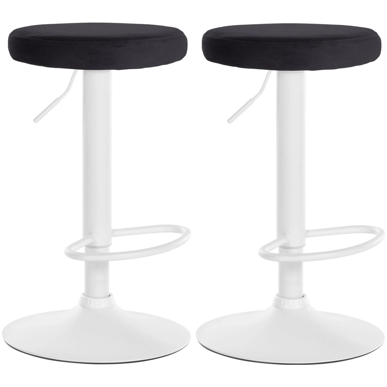 DELUKE 2er Set Barhocker KAZON Samt Schwarz 38,5x38,5x60cm Weiß Barstuhl Höhenverstellbar Drehbar Tresenhocker Tresenstu...