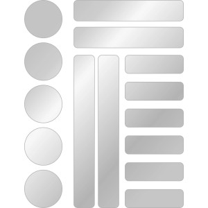 Weisse Holografie Aufkleber Leucht-Reflektoren, 21x14cm, verschiedene Formen.