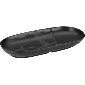 Dekorative, längliche, schwarze Dekoschale Ancient Secret mit Muster.