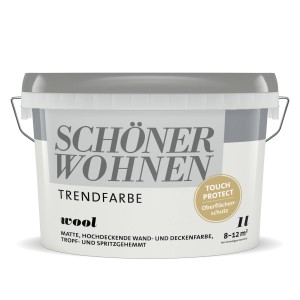 Schöner Wohnen Trendfarbe Wool, matte Wandfarbe im 1L Eimer.