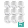 9er Set: Dimmbare LED Aufbauspots Lile S, warmweiß, Alu weiß. Lampen für Innenräume.