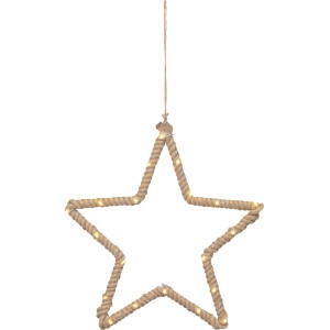 LED Deko Stern Hänger mit Juteseil für gemütliche Innen-Weihnachtsdeko.