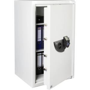 Offener Burg-Wächter Office-Line 804 E FP Sicherheitsschrank mit Ordnern und elektronischem Schloss.