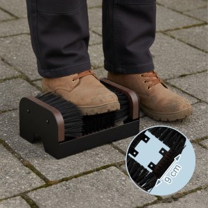 Relaxdays Schuhabstreifer Holz Schwarz Braun Rutschfest 10 cm x 23 cm x 15,5 cm 1,2 kg