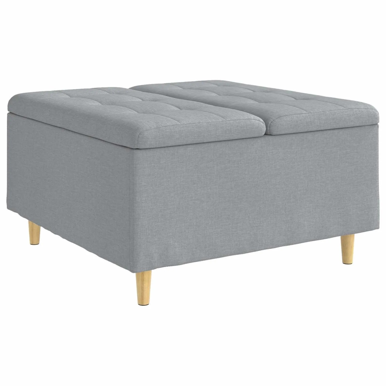 vidaXL Aufbewahrungsottomane mit Kissen Hellgrau 80 x 80 x 45 cm Stoff 876833
