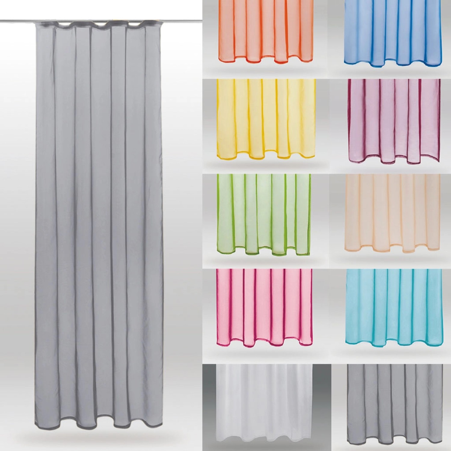 Bestlivings Dekoschal Noella, grau, transparent. Fenstervorhang mit Universalband, verschiedene Farben.