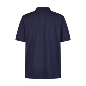 Navy blaues Hans Schäfer Workwear Polo-Shirt Gr. XL von hinten.