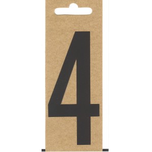 Schwarze Folien-Zahl 4 von Seilflechter, selbstklebend, 100 mm hoch, für Boote.