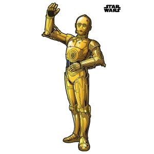 Gelbes Star Wars Wandtattoo: C-3PO Figur, 127x200 cm. Dekorativer Wandaufkleber für Kinderzimmer.