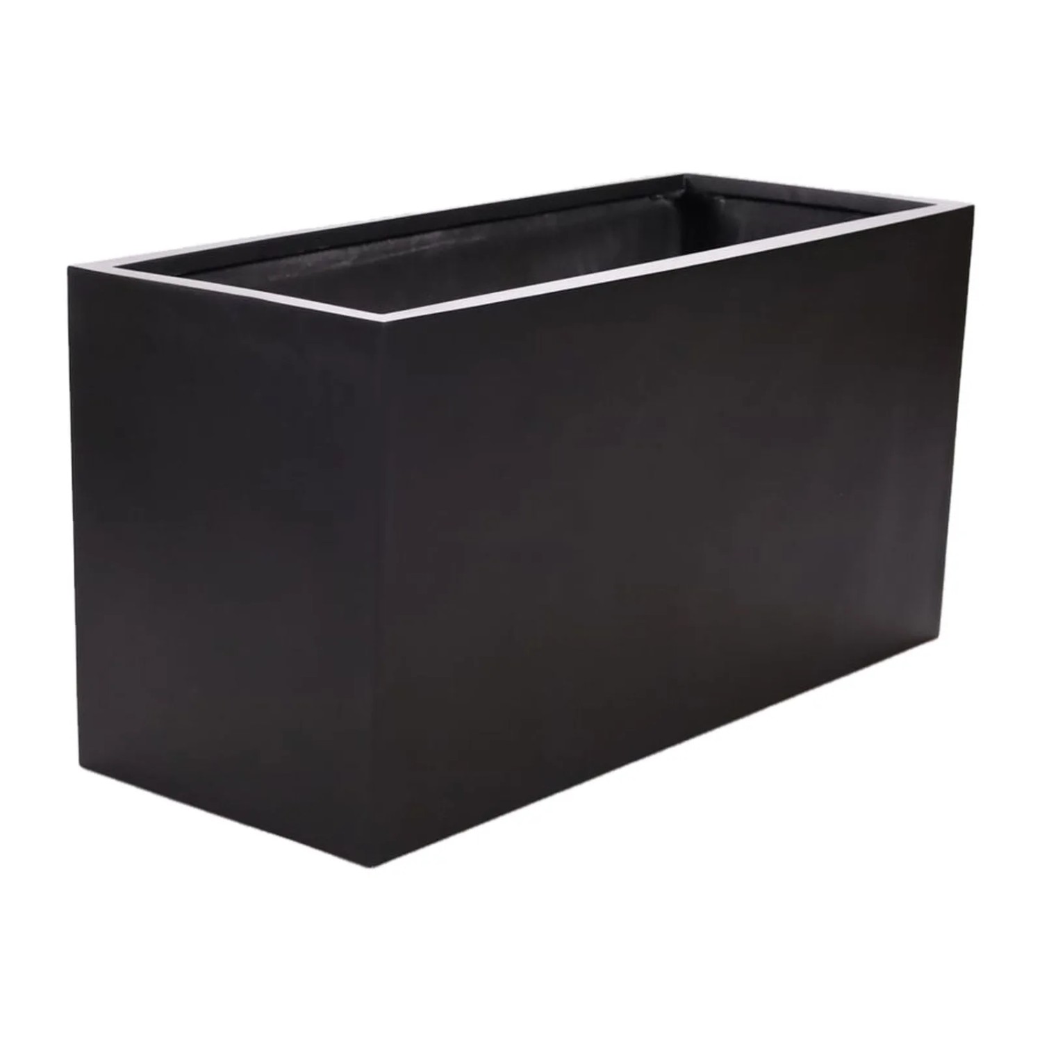 Elegant Einrichten Pflanzkübel Fiberglas Rechteckig 60x25x30cm Schwarz-Matt