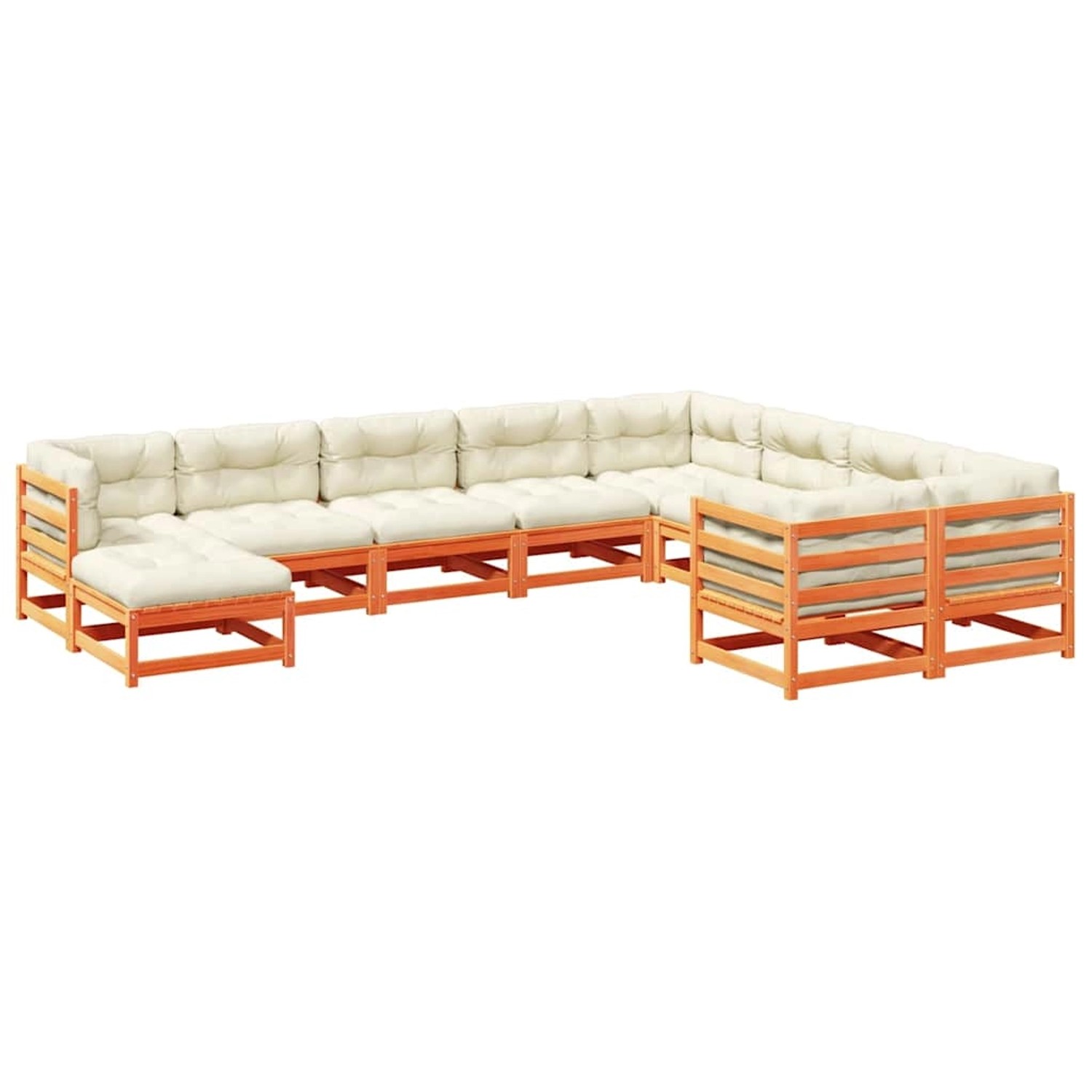vidaXL 10-Tlg Garten-Sofagarnitur mit Kissen Wachsbraun Kiefernholz 3299641 günstig online kaufen