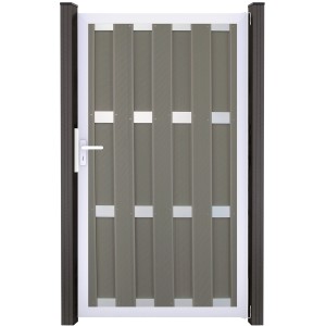 GroJa Fertigzaun Tor, hellgrau, 100x180 cm, DIN rechts, für Sichtschutzzaun.