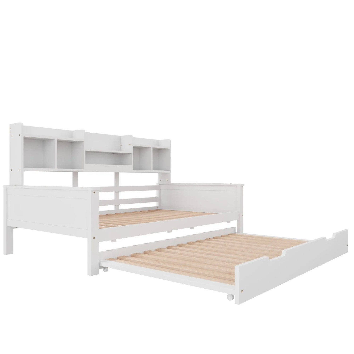 Merax Schlafsofa 90x200cm Massivholz Ausziehbett Kiefer Weiß