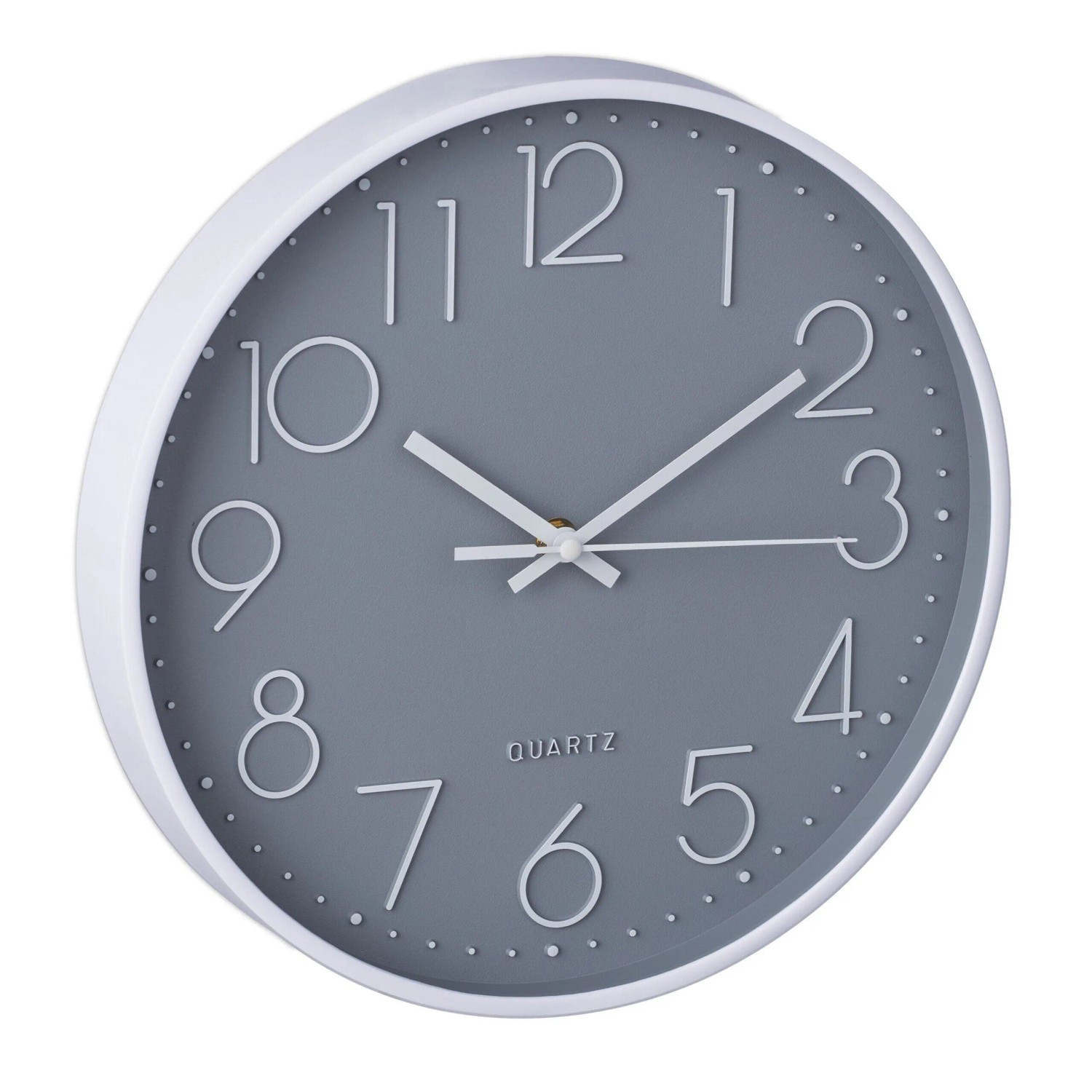 Relaxdays Wanduhr Kunststoff Glas Grau Weiß Mit Sekundenzeiger ø 30 cm x 4 cm 0,5 kg