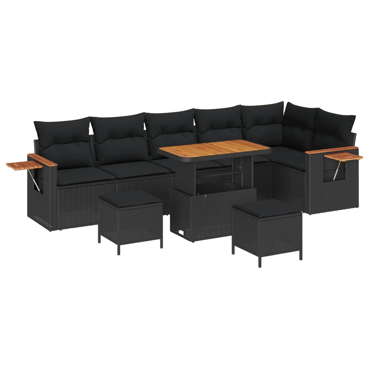 vidaXL Gartensofa-Set mit Kissen 11 Stk Schwarz Poly-Rattan 3365144