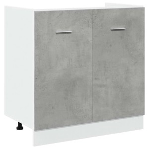 vidaXL Spülenunterschrank Lyon in Betongrau, 80x46x81,5 cm, aus Holzwerkstoff mit zwei Türen und Griffen.