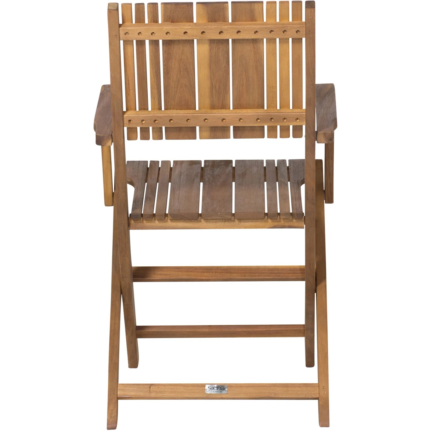Siena Garden Klappsessel Falun, beige, aus Akazienholz, Rückansicht. Gartenstuhl zum einfachen Verstauen.