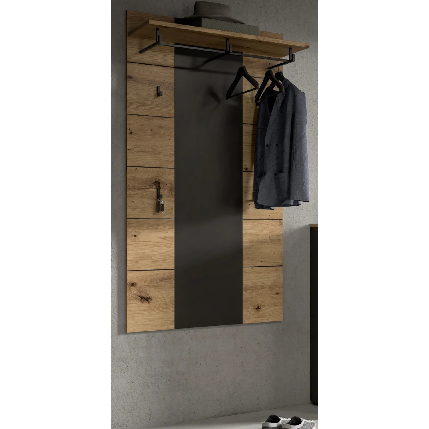 Inn.Furn Garderobenpaneel in Eiche und Grau 80 x 141 cm Cooper_3
