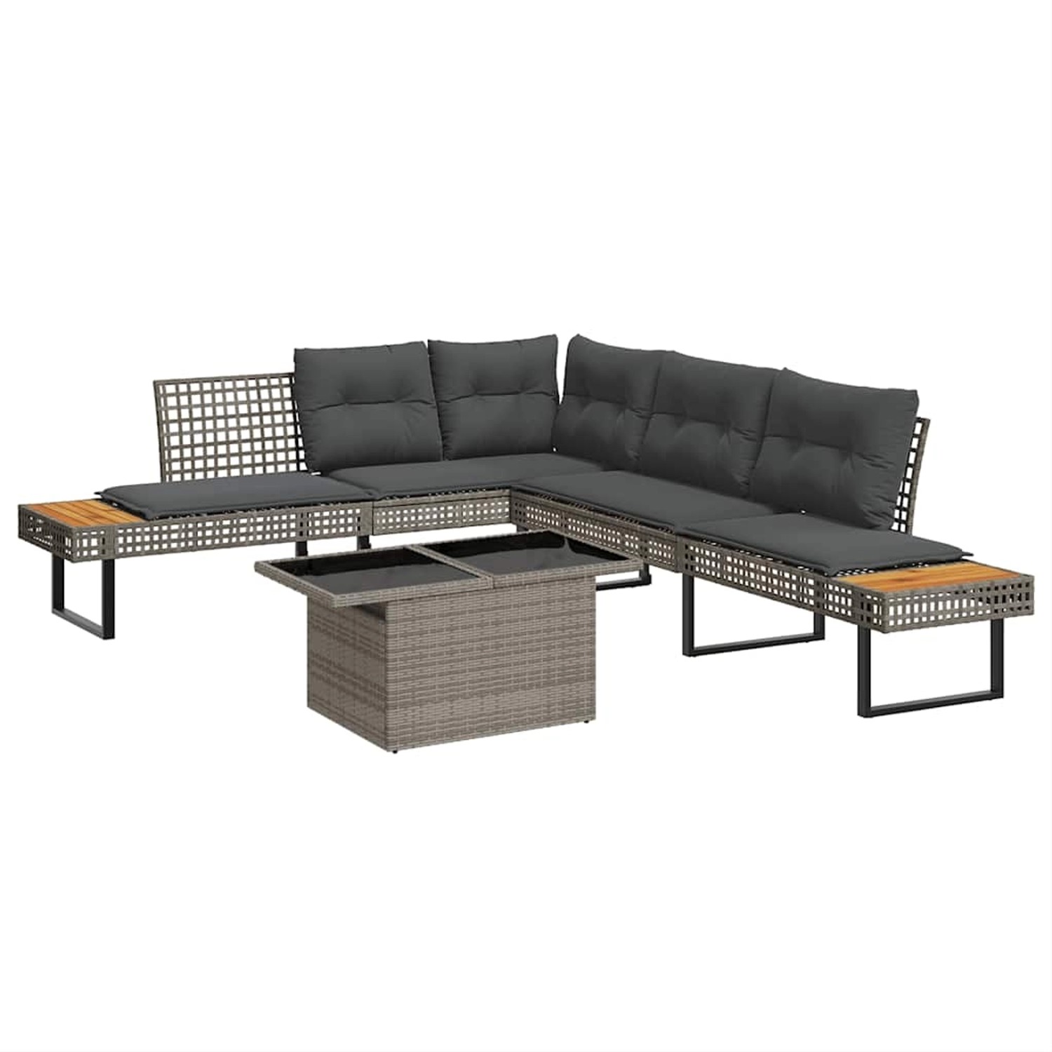 vidaXL 2-Tlg Garten-Sofagarnitur mit Kissen Grau Poly Rattan Glas 3277496 günstig online kaufen