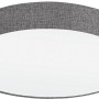 Grauweiße Eglo Deckenleuchte Pasteri, 1-flammig, aus Metall und Textil.