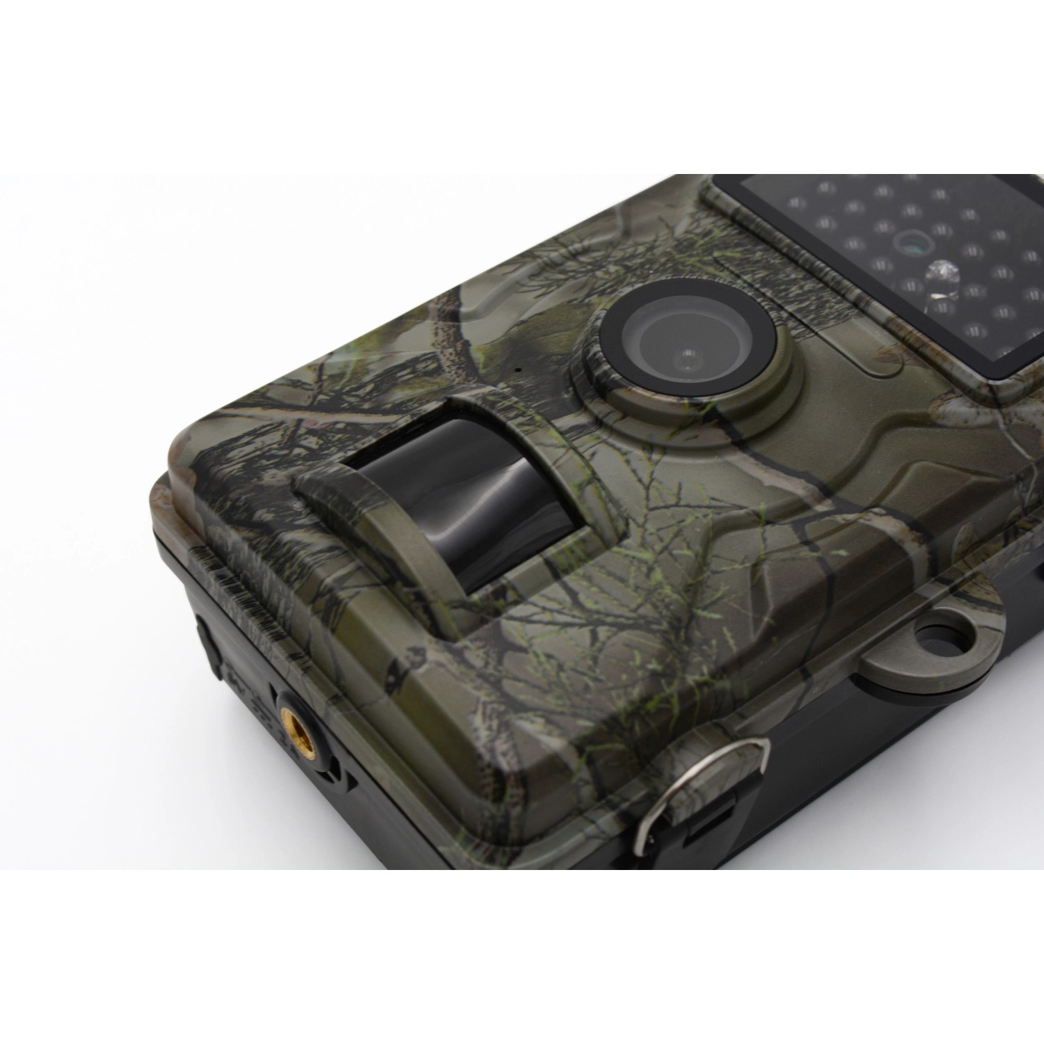 Technaxx TX-256 Wildtierkamera im Camouflage-Design, Nahansicht.