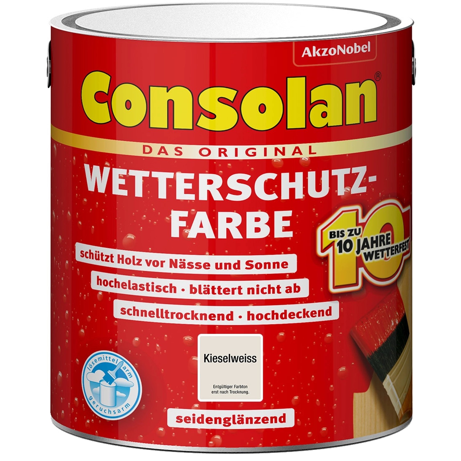 Consolan Wetterschutzfarbe Kieselweiß Seidenglänzend 2,5 l