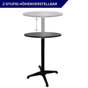 Chefgastro Stehtisch Höhenverstellbar Mit Hussen Klappbar Rund Hxø 75-115X60Cm Bistrotisch Aluminium MDF-Platte Mit Edelstahlbeschichtung Schwarz