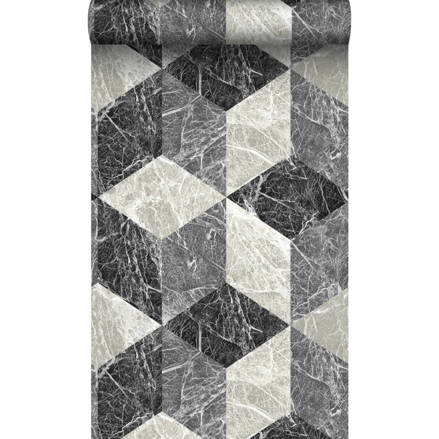 Origin Wallcoverings Tapete 3D Marmor Motiv Schwarz und Grau 53 cm x 10.05 günstig online kaufen