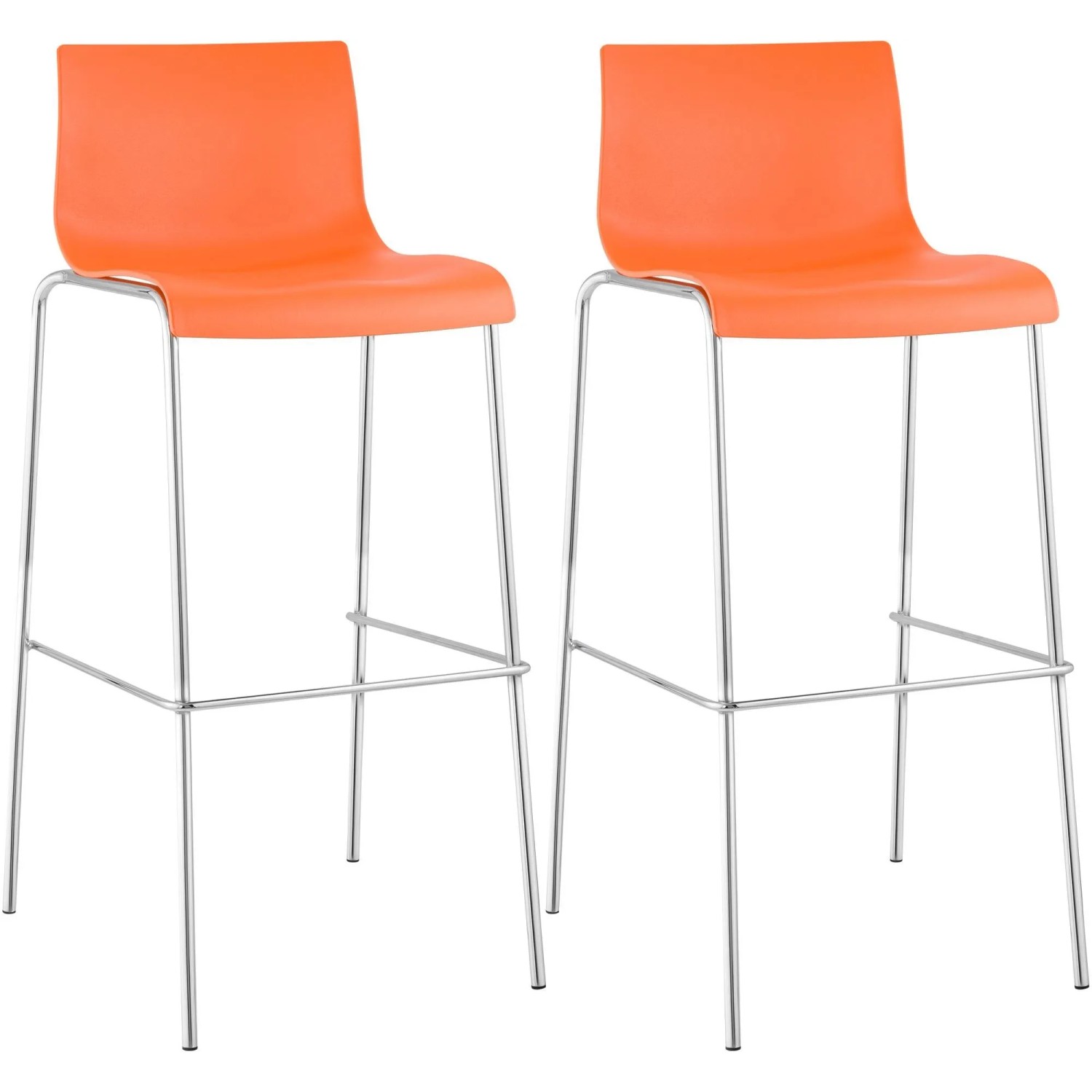 DELUKE 2er Set Barhocker TENAR Kunststoff Orange 43x48x100cm Silber Barstuhl Mit Lehne Tresenhocker Tresenstuhl