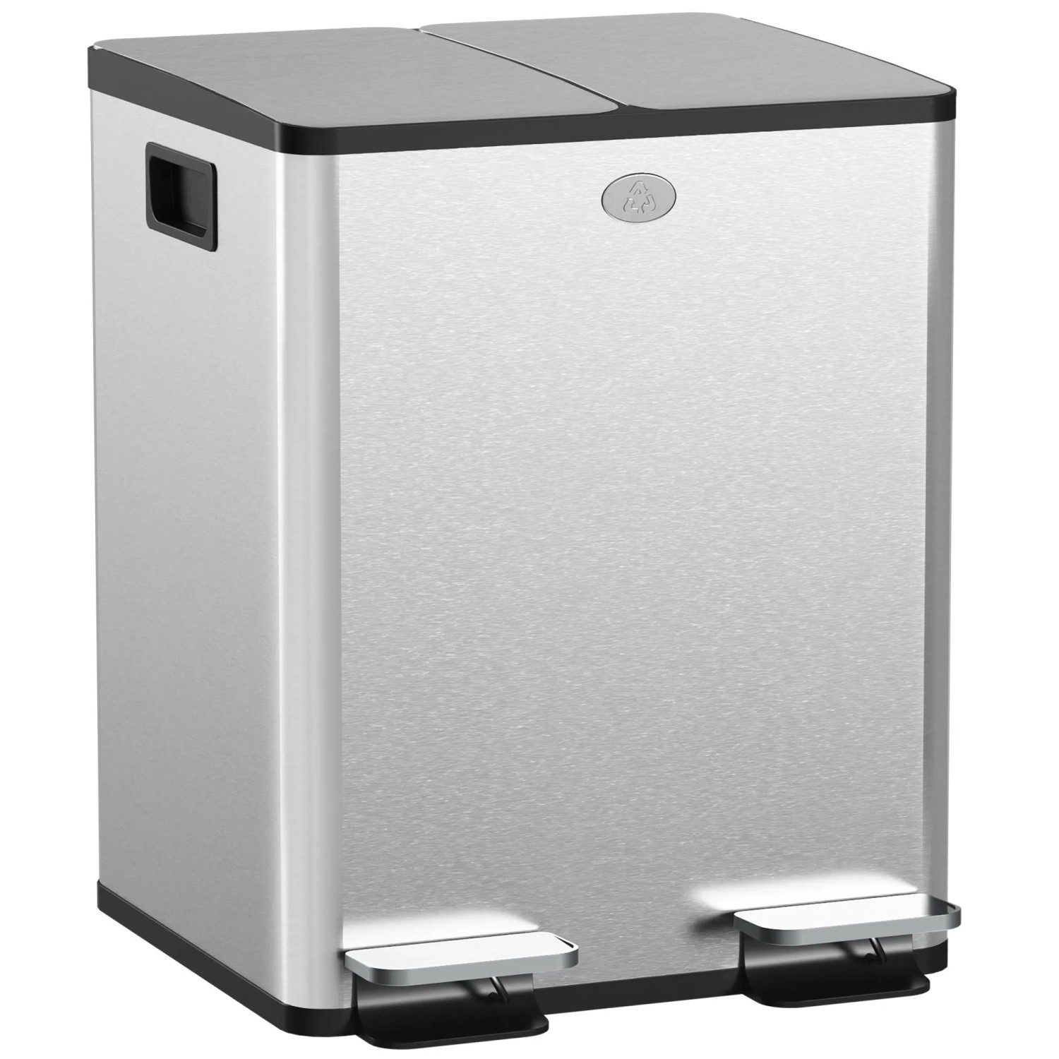 HOMCOM-Mülleimer-45,8L x 36B x 51,6H cm Silber