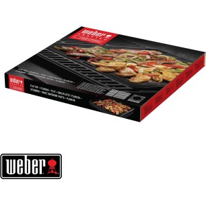 Verpackung der Weber Crafted Grillplatte/Plancha GBS aus Gusseisen. Grillutensil für Weber Grills.