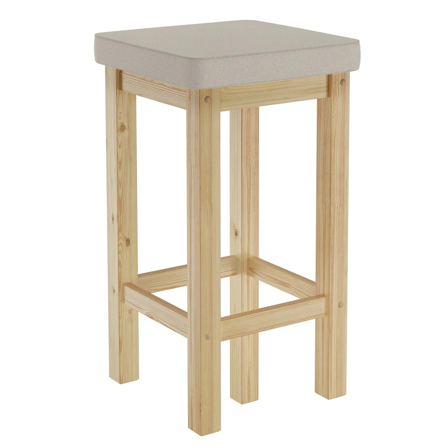 Erst-Holz Holzhocker Barhocker Verschiedene Polsterfarben 60 cm Kiefer Taupe